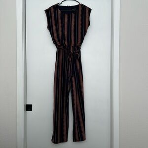 Enfocus Studio Women's One-Piece Jumpsuit Navy Geometric Straight Leg Size 6